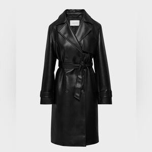 Babaton Black Leather Tabloid Trench Coat